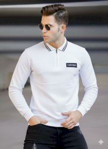 Calvin Klein Baskılı Polo Yaka Sweat