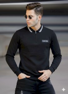 Calvin Klein Baskılı Polo Yaka Sweat